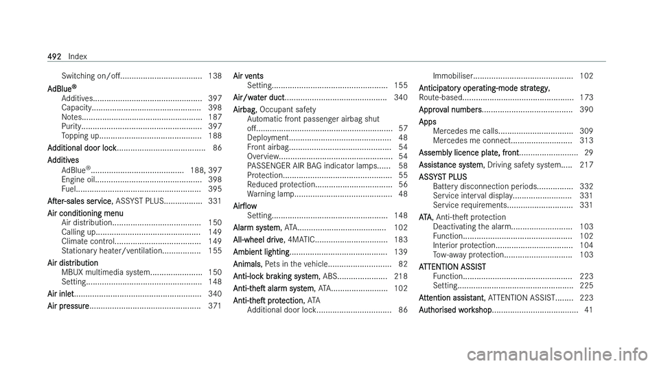 MERCEDES-BENZ CLA COUPE 2022  Owners Manual �S�w�i�t�c�h�i�n�g� �o�n�/�oM
�.�.�.�.�.�.�.�.�.�.�.�.�.�.�.�.�.�.�.�.�.�.�.�.�.�.�.�.�.�.�.�.�.�.�.�. �1�3�8
�A�d�B�l�u�e �n
�A�d�d�i�t�i�v�e�s�.�.�.�.�.�.�.�.�.�.�.�.�.�.�.�.�.�.�.�.�.�.�.�.�.�.�.�