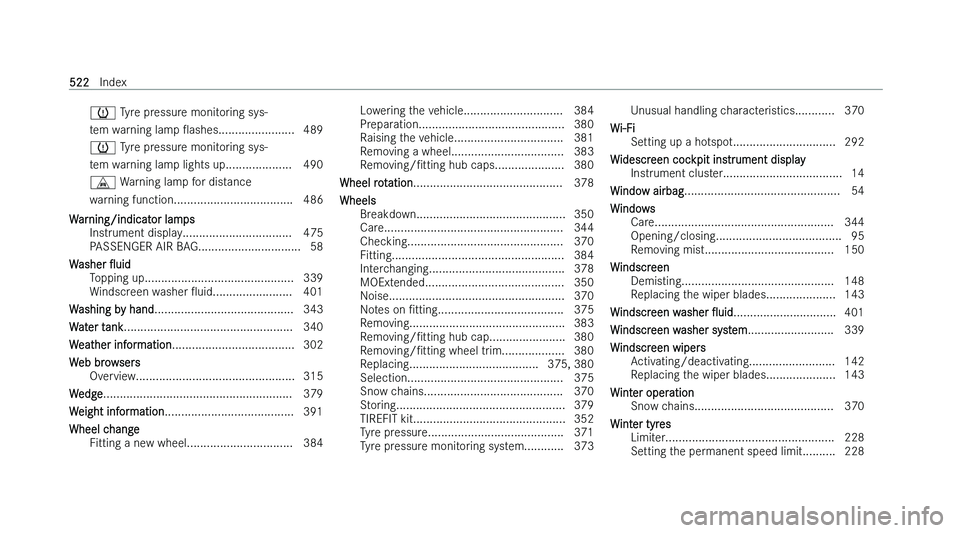 MERCEDES-BENZ CLA COUPE 2022  Owners Manual �w� �T�y�r�e� �p�r�e�s�s�u�r�e� �m�o�n�i�t�o�r�i�n�g� �s�y�s�-
�t�e�m� �w�a�r�n�i�n�g� �l�a�m�p�  O�a�s�h�e�s�.�.�.�.�.�.�.�.�.�.�.�.�.�.�.�.�.�.�.�.�.�.�. �4�8�9
�w� �T�y�r�e� �p�r�e�s�s�u�r�e� �m�o