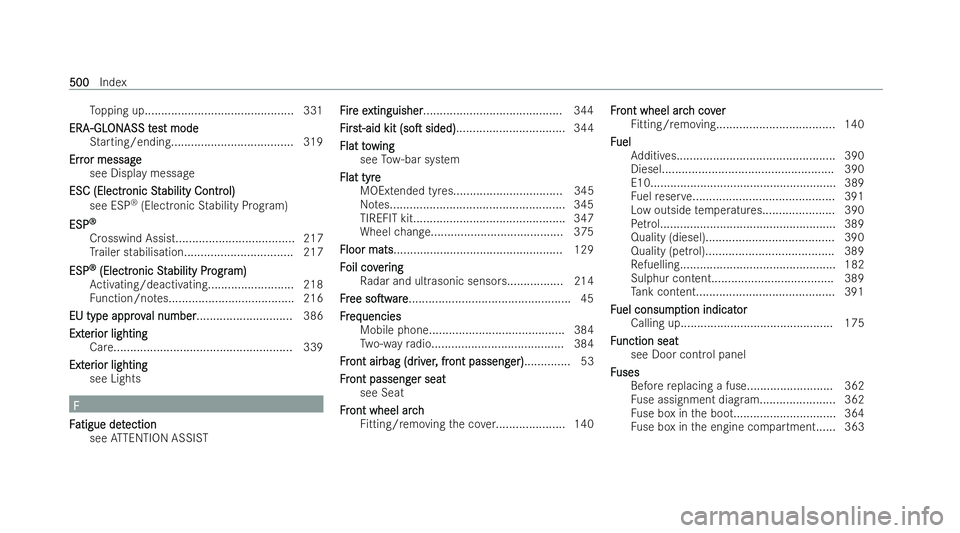 MERCEDES-BENZ CLA COUPE 2021  Owners Manual To
pping up............................................ .331
ERA
ERA -GL
-GLON
ONASS tASS t es
est modet mode
St arting/ending.................................... .319
Err
Err or message
or message
se