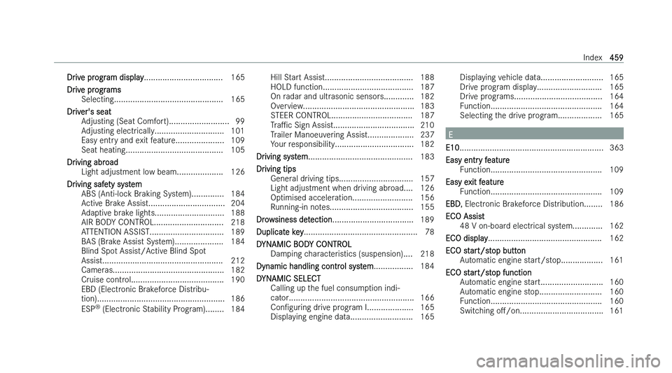 MERCEDES-BENZ CLS COUPE 2022  Owners Manual �D�r�i�v�e� �p�r�o�g�r�a�m� �d�i�s�p�l�a�y
�.�.�.�.�.�.�.�.�.�.�.�.�.�.�.�.�.�.�.�.�.�.�.�.�.�.�.�.�.�.�.�.�.�. �1�6�5
�D�r�i�v�e� �p�r�o�g�r�a�m�s �S�e�l�e�c�t�i�n�g�.�.�.�.�.�.�.�.�.�.�.�.�.�.�.�.�.