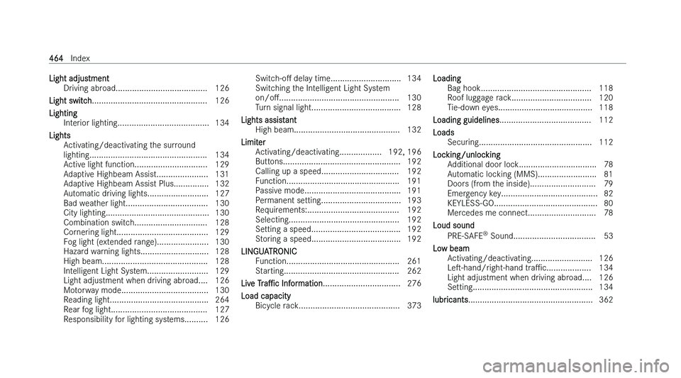 MERCEDES-BENZ CLS COUPE 2022  Owners Manual �L�i�g�h�t� �a�d�j�u�s�t�m�e�n�t
�D�r �i�v�i�n�g� �a�b�r�o�a�d�.�.�.�.�.�.�.�.�.�.�.�.�.�.�.�.�.�.�.�.�.�.�.�.�.�.�.�.�.�.�.�.�.�.�.�.�.�.�. �1�2�6
�L�i�g�h�t� �s�w�i�t�c�h �.�.�.�.�.�.�.�.�.�.�.�.�.�