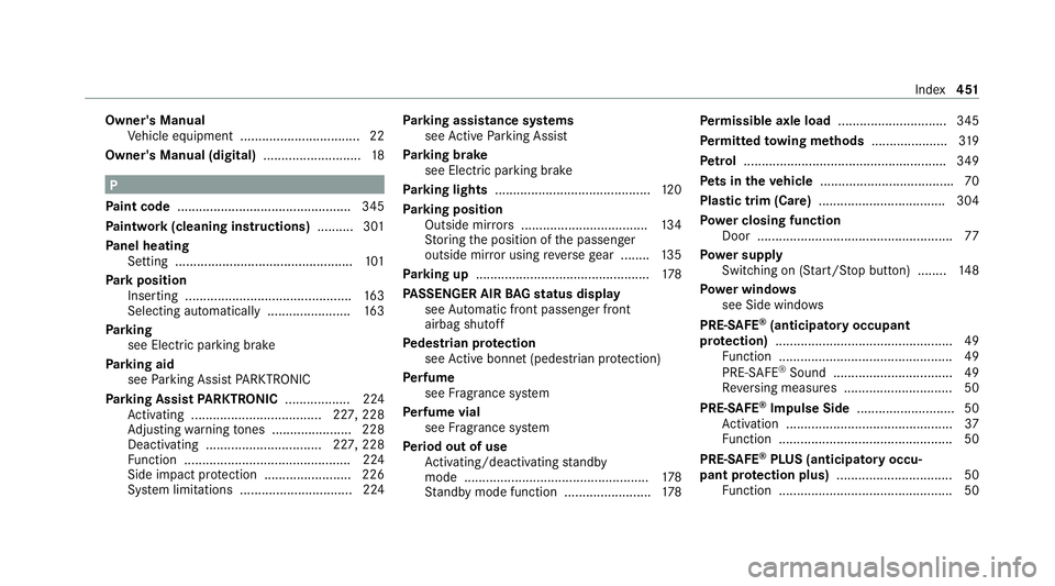 MERCEDES-BENZ CLS COUPE 2020 Owners Manual Owner's Manual
Vehicle equipment ................................. 22
Owner's Manual (digital) ...........................18 P
Pa int code ................................................ 345
MERCEDES-BENZ CLS COUPE 2020 Owners Manual Owner's Manual
Vehicle equipment ................................. 22
Owner's Manual (digital) ...........................18 P
Pa int code ................................................ 345