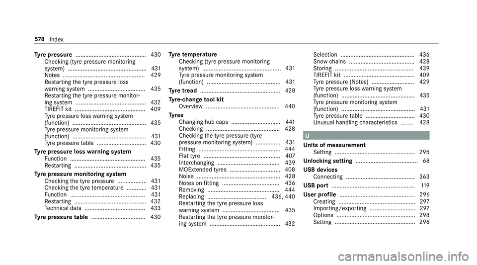 MERCEDES-BENZ CLS COUPE 2018  Owners Manual Ty
re pressure ........................................... 430
Checking (ty repressure monitoring
sy stem) ................................................ 431
No tes .................................