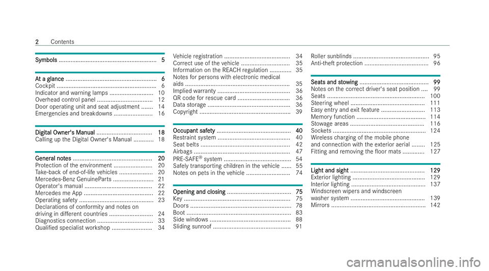 MERCEDES-BENZ E-CLASS COUPE 2022  Owners Manual Symbols
Symbols
.......................................................... 5 5A
A
t a glance
t a glance ...................................................... 6 6
Co ckpit ............................