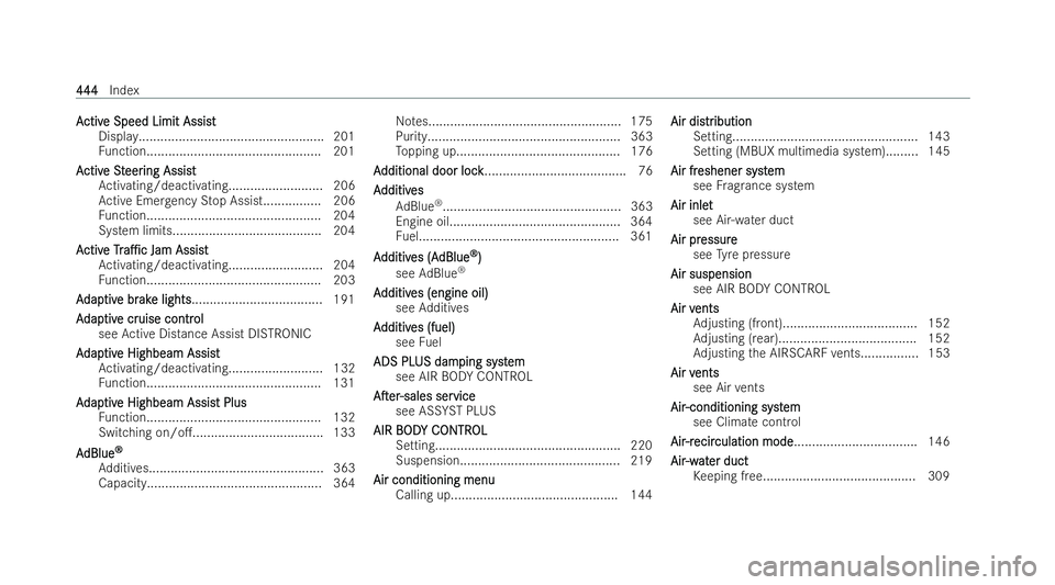 MERCEDES-BENZ E-CLASS COUPE 2021  Owners Manual A
A
ctiv
ctiv e Speed Limit Assist
e Speed Limit Assist
Display................................................... 201
Fu nction................................................ 201
A
A ctiv
ctiv eSt
e