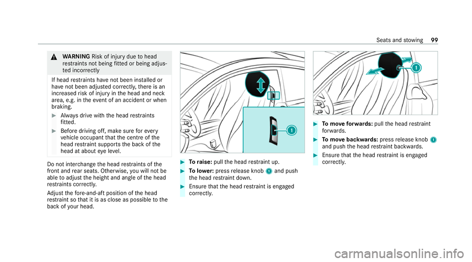 MERCEDES-BENZ E-CLASS COUPE 2020 Owners Manual &
WARNING Risk of inju rydue tohead
re stra ints not being fitted or being adjus‐
te d incor rectly
If head restra ints ha venot been ins talled or
ha ve not been adjus ted cor rectly, there is an
i MERCEDES-BENZ E-CLASS COUPE 2020 Owners Manual &
WARNING Risk of inju rydue tohead
re stra ints not being fitted or being adjus‐
te d incor rectly
If head restra ints ha venot been ins talled or
ha ve not been adjus ted cor rectly, there is an
i
