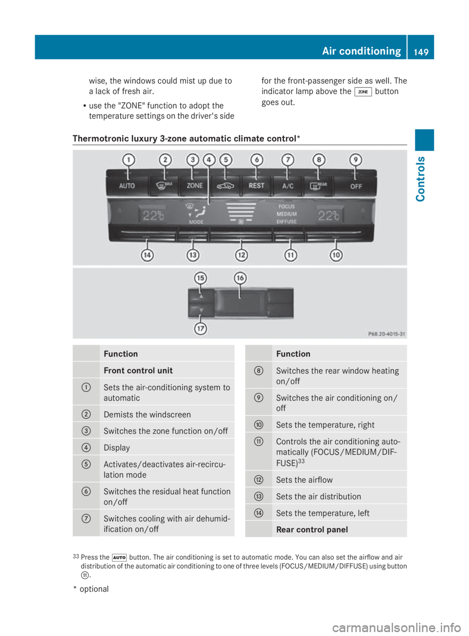 MERCEDES-BENZ E-CLASS COUPE 2009 Owners Manual wise, th
ewindows could mist up due to
al ack of fresh air.
R use th e"ZONE "function to adopt the
temperature settings on th edriver's side for th
efront-passenger side as well. The
indic MERCEDES-BENZ E-CLASS COUPE 2009 Owners Manual wise, th
ewindows could mist up due to
al ack of fresh air.
R use th e"ZONE "function to adopt the
temperature settings on th edriver's side for th
efront-passenger side as well. The
indic