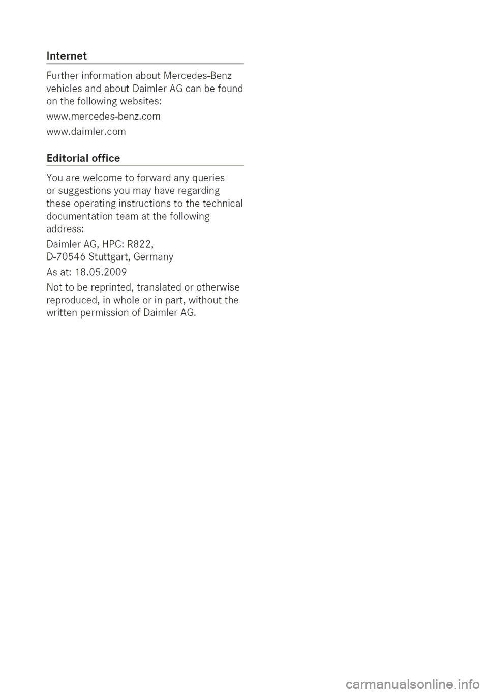 MERCEDES-BENZ E-CLASS COUPE 2009  Owners Manual 