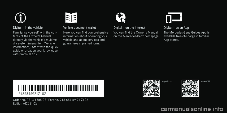 MERCEDES-BENZ E-CLASS ESTATE 2021  Owners Manual 