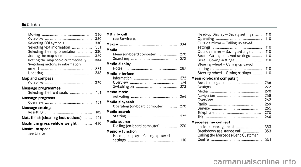 MERCEDES-BENZ E-CLASS ESTATE 2017 Owners Manual Moving ................................................ 330
Overvie w............................................. 329
Selecting POI symbols .........................3 30
Selecting text information .. MERCEDES-BENZ E-CLASS ESTATE 2017 Owners Manual Moving ................................................ 330
Overvie w............................................. 329
Selecting POI symbols .........................3 30
Selecting text information ..