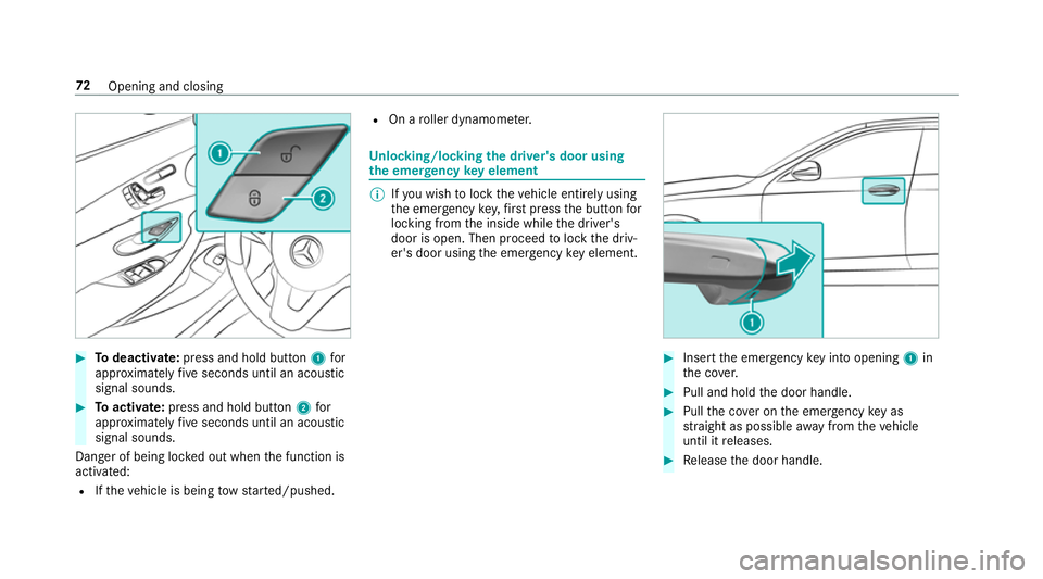 MERCEDES-BENZ E-CLASS ESTATE 2016 Manual PDF #
Todeactivate: press and hold button 1for
appr oximately five seconds until an acoustic
signal sounds. #
Toactivate: press and hold button 2for
appr oximately five seconds until an acoustic
signal so MERCEDES-BENZ E-CLASS ESTATE 2016 Manual PDF #
Todeactivate: press and hold button 1for
appr oximately five seconds until an acoustic
signal sounds. #
Toactivate: press and hold button 2for
appr oximately five seconds until an acoustic
signal so