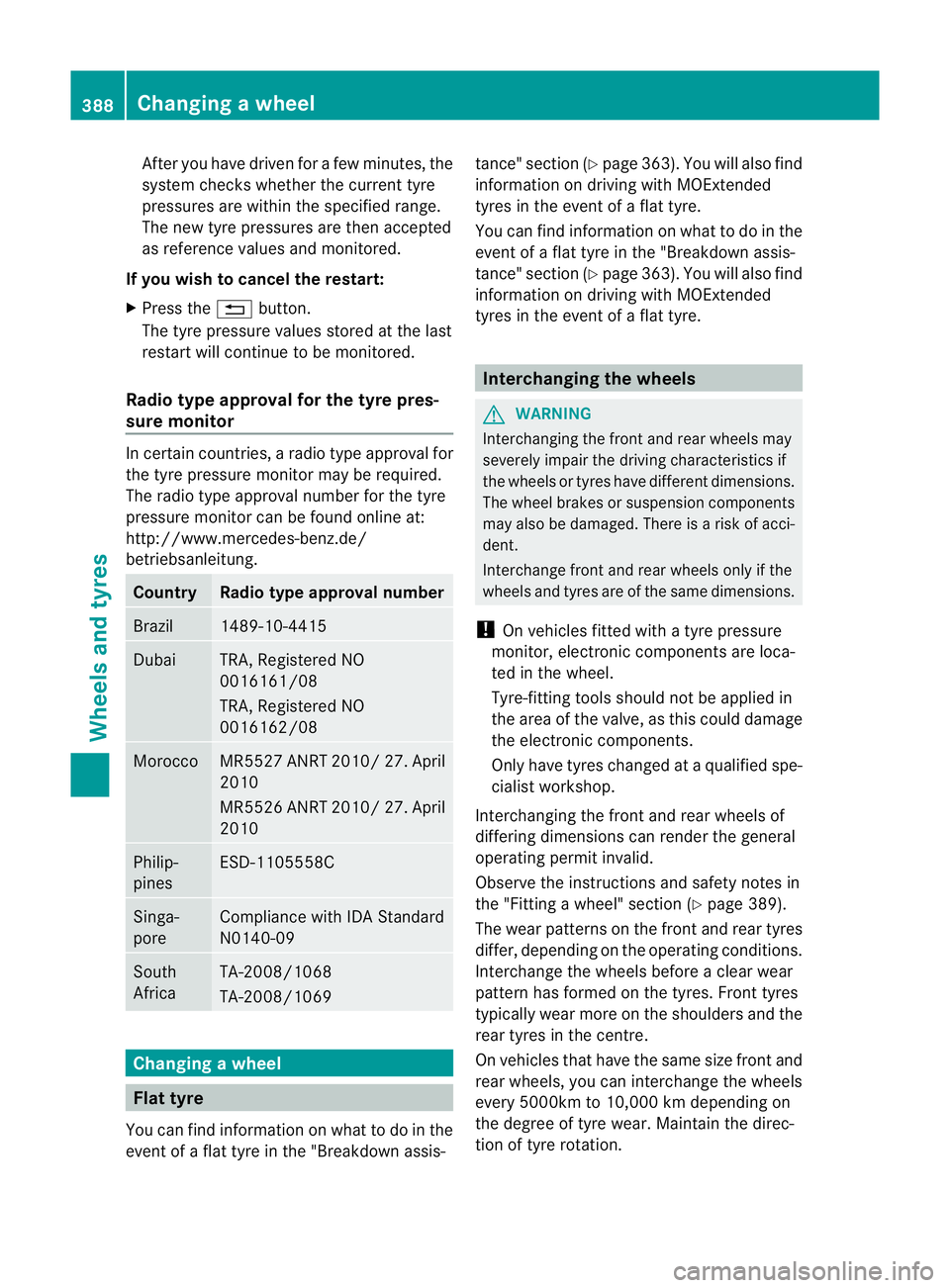 MERCEDES-BENZ E-CLASS ESTATE 2012 Owners Manual After you have driven for a few minutes, the
system checks whether the current tyre
pressures are withi
nthe specified range.
The new tyre pressures are then accepted
as reference values and monitored MERCEDES-BENZ E-CLASS ESTATE 2012 Owners Manual After you have driven for a few minutes, the
system checks whether the current tyre
pressures are withi
nthe specified range.
The new tyre pressures are then accepted
as reference values and monitored