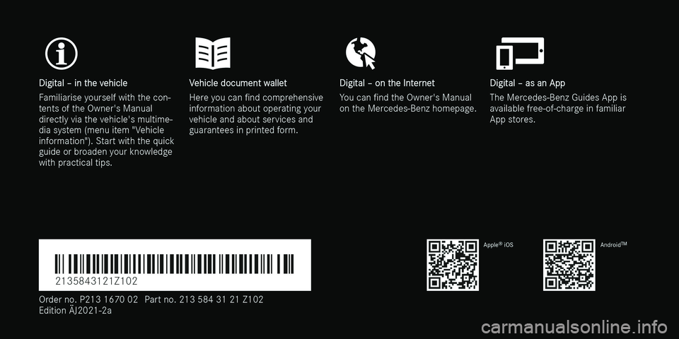 MERCEDES-BENZ E-CLASS SALOON 2021  Owners Manual 