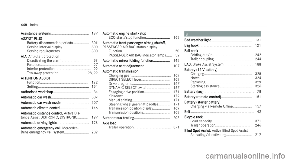 MERCEDES-BENZ E-CLASS CABRIOLET 2022  Owners Manual Assist
Assist
ance syst
ance syst ems
ems...................................... 187
ASS YS
ASS YST PL
T PL US
US
Battery disconnection periods................ 301
Service inter val display............