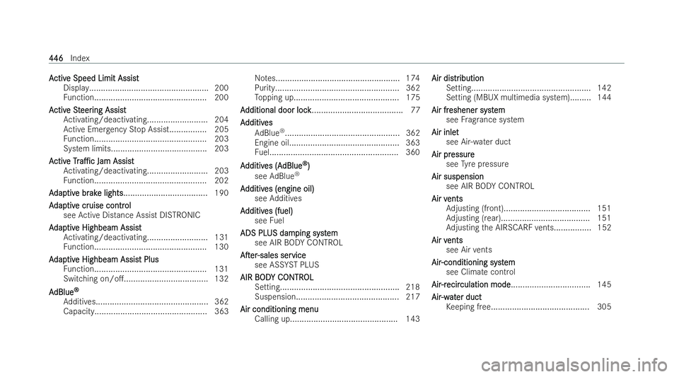 MERCEDES-BENZ E-CLASS CABRIOLET 2021  Owners Manual A
A
ctiv
ctiv e Speed Limit Assist
e Speed Limit Assist
Display................................................... 200
Fu nction................................................ 200
A
A ctiv
ctiv eSt
e