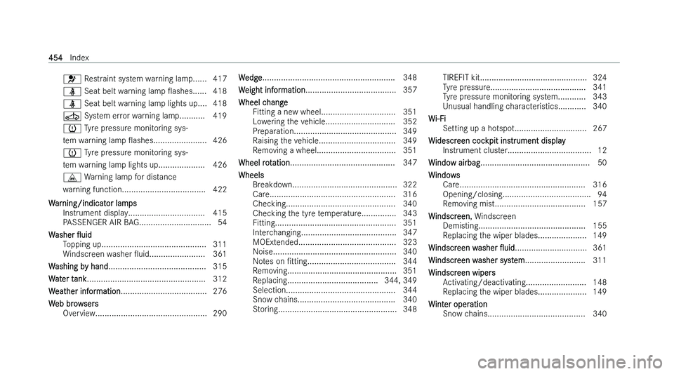MERCEDES-BENZ EQB SUV 2022  Owners Manual �6� �R�e�s�t�r�a�i�n�t� �s�y�s�t�e�m� �w�a�r�n�i�n�g� �l�a�m�p�.�.�.�.�.�. �4�1�7
�