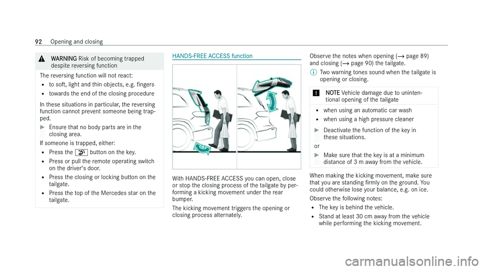 MERCEDES-BENZ EQB SUV 2022  Owners Manual �&
�W�A�R�N�I�N�G � �R�i�s�k� �o�f� �b�e�c�o�m�i�n�g� �t�r �a�p�p�e�d
�d�e�s�p�i�t�e� �r�e�v�e�r�s�i�n�g� �f�u�n�c�t�i�o�n
�T�h�e� �r�e�v�e�r�s�i�n�g� �f�u�n�c�t�i�o�n� �w�i�l�l� �n�o�t� �r�e�a�c�t�:
