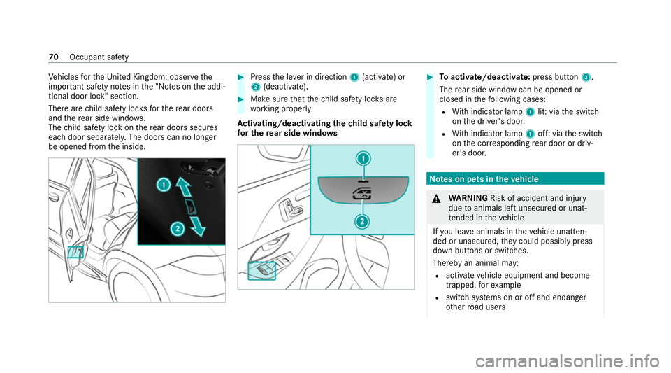 MERCEDES-BENZ EQC SUV 2019 Manual PDF Ve
hicles forth eUni ted Kingdom: obser vethe
impor tant sa fety no tes in the "No tes on the addi‐
tional door lock" section.
There are child saf ety loc ksforth ere ar doors
and there ar s MERCEDES-BENZ EQC SUV 2019 Manual PDF Ve
hicles forth eUni ted Kingdom: obser vethe
impor tant sa fety no tes in the "No tes on the addi‐
tional door lock" section.
There are child saf ety loc ksforth ere ar doors
and there ar s
