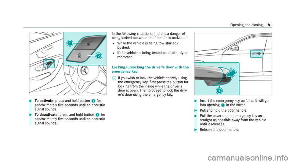 MERCEDES-BENZ EQC SUV 2019 Manual Online #
Toactivate: press and hold button 2for
appr oximately five seconds until an acoustic
signal sounds. #
Todeactivate: press and hold button 1for
appr oximately five seconds until an acoustic
signal so MERCEDES-BENZ EQC SUV 2019 Manual Online #
Toactivate: press and hold button 2for
appr oximately five seconds until an acoustic
signal sounds. #
Todeactivate: press and hold button 1for
appr oximately five seconds until an acoustic
signal so
