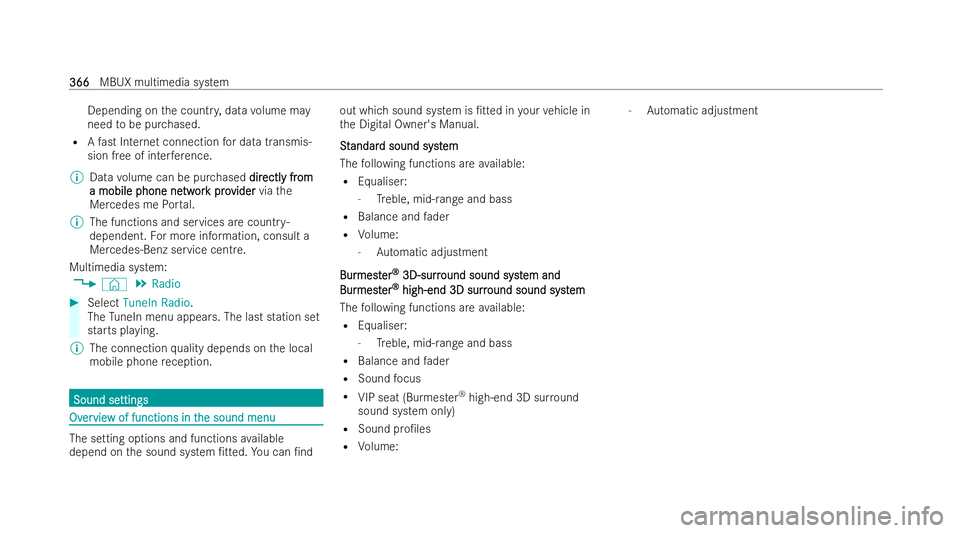 MERCEDES-BENZ EQE SALOON 2022  Owners Manual Depending on
the countr y,data volume may
need tobe pur chased.
R Afast In tern et connection for data transmis-
sion free of inter fere nce.
% Data volume can be pur chased dir directl
ectl y fr
y fr