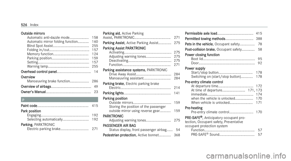 MERCEDES-BENZ EQE SALOON 2022  Owners Manual Outside mirr
Outside mirr
ors
ors
Au tomatic anti-dazzle mode.................. .158
Au tomatic mir rorfo lding function........... 160
Blind Spot Assist.................................... 255
Fo ldi