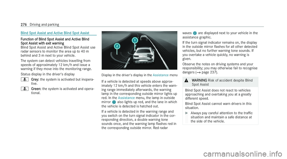 MERCEDES-BENZ EQS SALOON 2022  Owners Manual �B�l�i�n�d� �S�p�o�t� �A�s�s�i�s�t� �a�n�d� �A�c�t�i�v�e� �B�l�i�n�d� �S�p�o�t� �A�s�s�i�s�t
�F�u�n�c�t�i�o�n� �o�f� �B�l�i�n�d� �S�p�o�t� �A�s�s�i�s�t� �a�n�d� �A�c�t�i�v�e� �B�l�i�n�d
�S�p�o �t� �A�