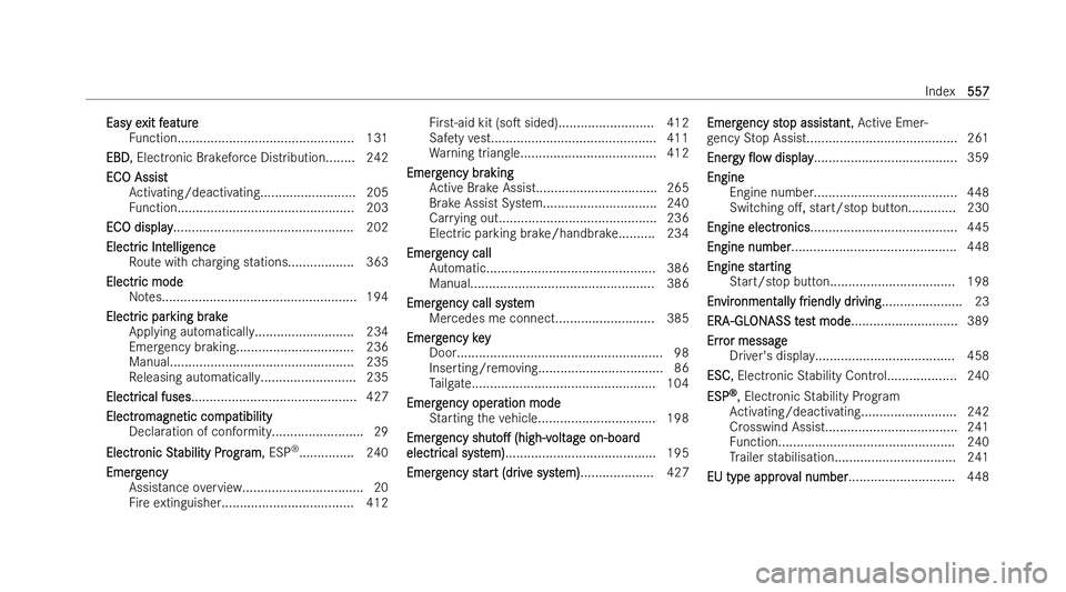 MERCEDES-BENZ EQS SALOON 2022  Owners Manual �E�a�s�y� �e�x�i�t� �f�e�a�t�u�r�e
�F �u�n�c�t�i�o�n�.�.�.�.�.�.�.�.�.�.�.�.�.�.�.�.�.�.�.�.�.�.�.�.�.�.�.�.�.�.�.�.�.�.�.�.�.�.�.�.�.�.�.�.�.�.�.�. �1�3�1
�E�B�D�,� �E�l�e�c�t�r�o�n�i�c� �B�r�a�k�e�f