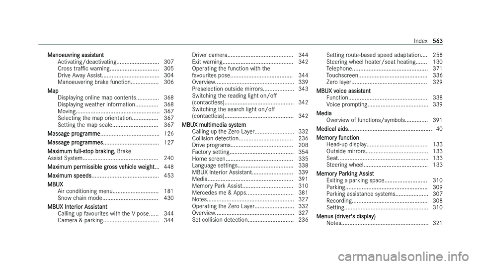 MERCEDES-BENZ EQS SALOON 2022  Owners Manual �M�a�n�o�e�u�v�r�i�n�g� �a�s�s�i�s�t�a�n�t
�A �c�t�i�v�a�t�i�n�g�/�d�e�a�c�t�i�v�a�t�i�n�g�.�.�.�.�.�.�.�.�.�.�.�.�.�.�.�.�.�.�.�.�.�.�.�.�.�. �3�0�7
�C�r�o�s�s�  �t�r�aP�c� �w�a�r�n�i�n�g�.�.�.�.�.�