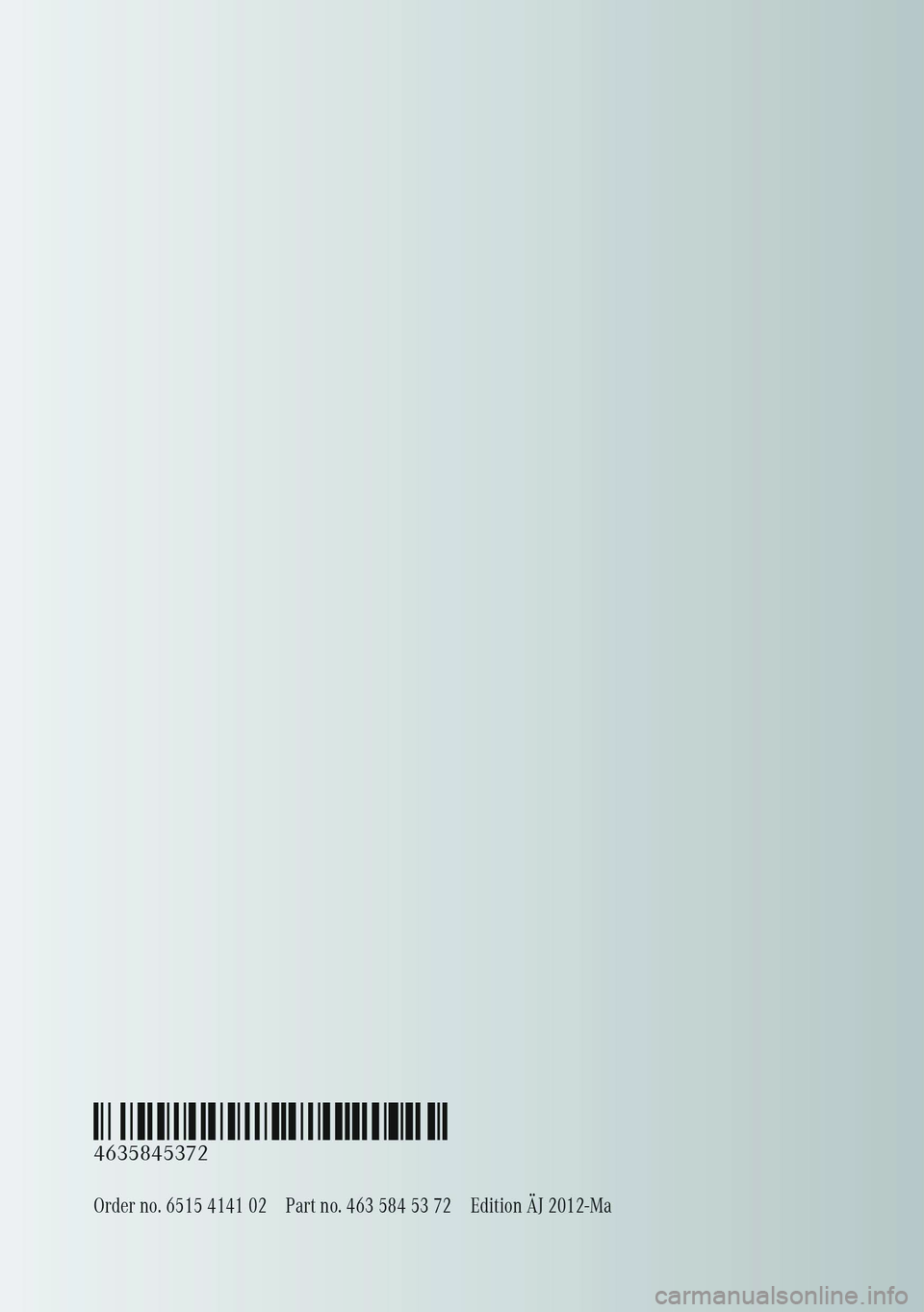 MERCEDES-BENZ G-CLASS SUV 2012 Owners Manual MERCEDES-BENZ G-CLASS SUV 2012 Owners Manual