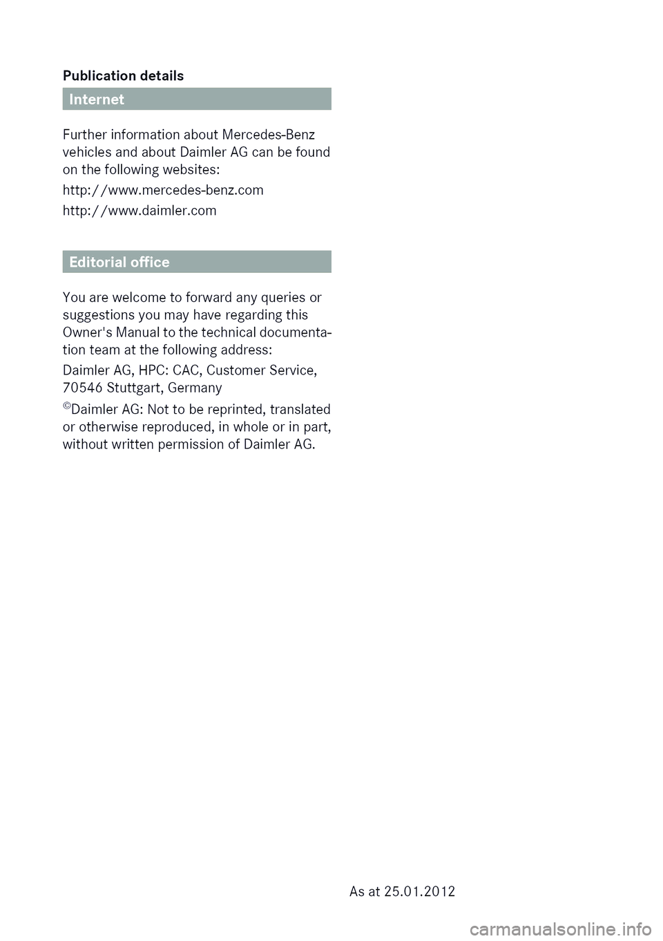 MERCEDES-BENZ GL SUV 2012  Owners Manual 