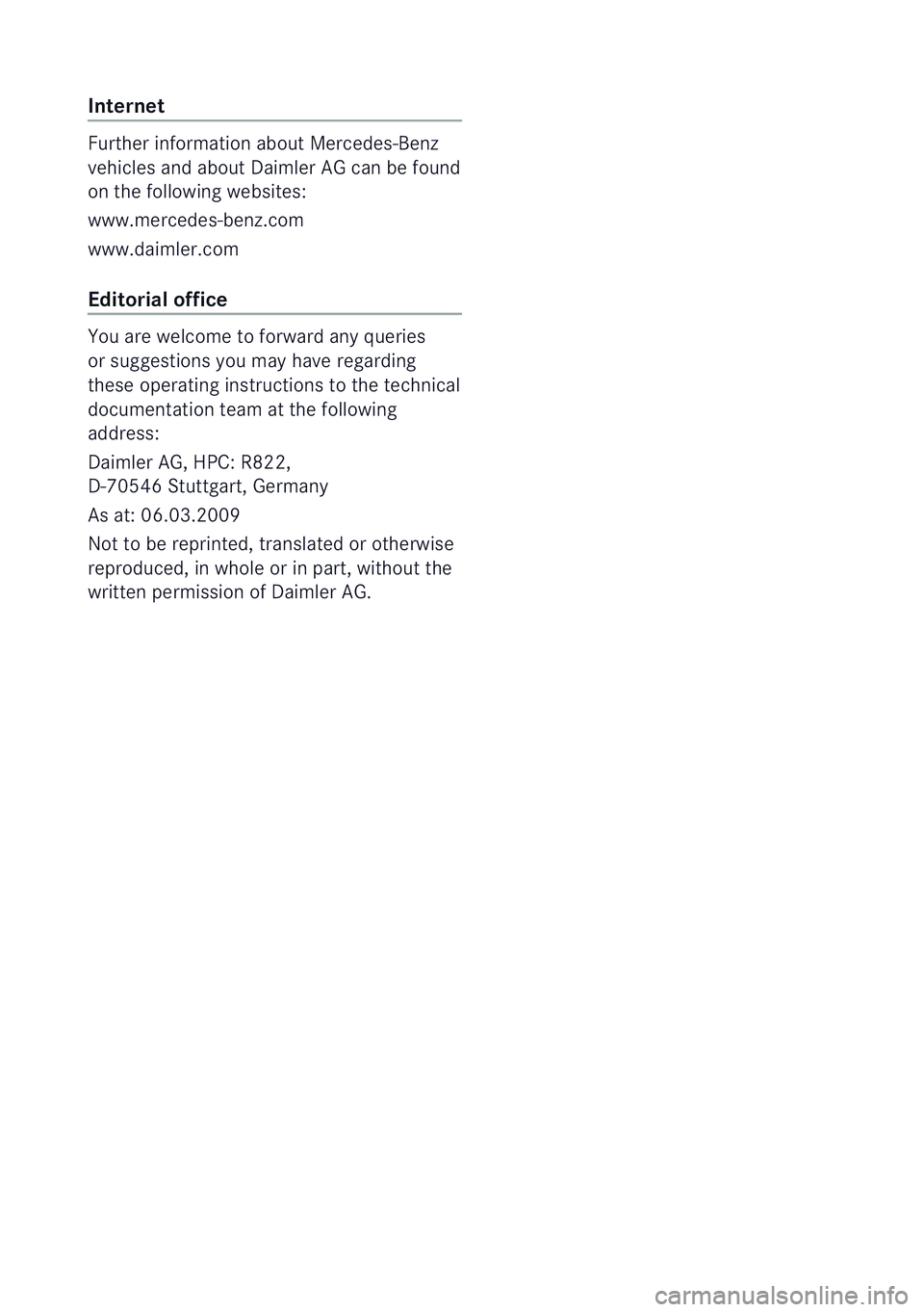 MERCEDES-BENZ GL SUV 2009  Owners Manual 