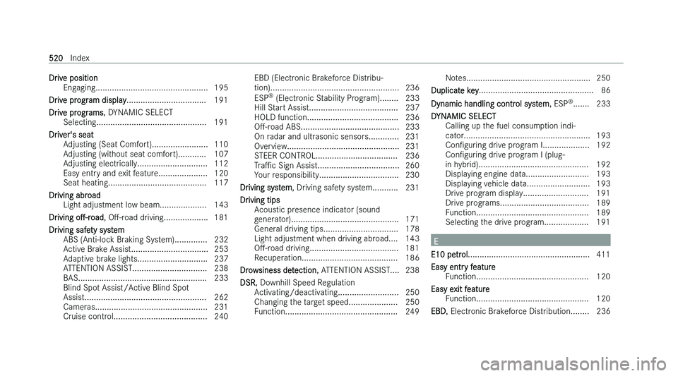MERCEDES-BENZ GLA SUV 2022  Owners Manual �D�r�i�v�e� �p�o�s�i�t�i�o�n
�E�n�g �a�g�i�n�g�.�.�.�.�.�.�.�.�.�.�.�.�.�.�.�.�.�.�.�.�.�.�.�.�.�.�.�.�.�.�.�.�.�.�.�.�.�.�.�.�.�.�.�.�.�.�.�. �1�9�5
�D�r�i�v�e� �p�r�o�g�r�a�m� �d�i�s�p�l�a�y �.�.�.�