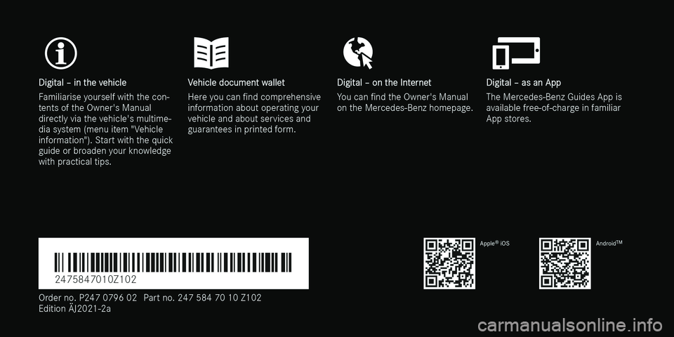 MERCEDES-BENZ GLA SUV 2020  Owners Manual 