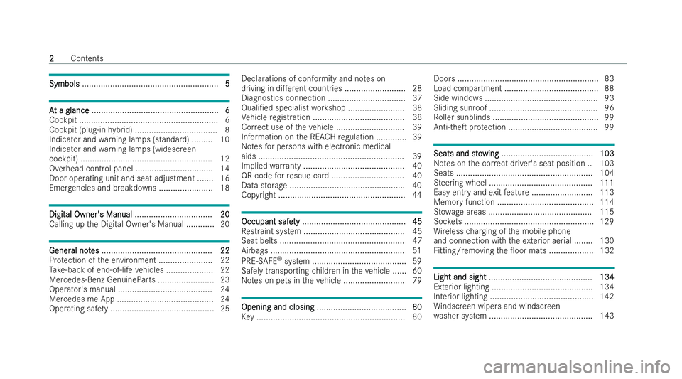 MERCEDES-BENZ GLC COUPE 2022  Owners Manual Symbols
Symbols
.......................................................... 5 5A
A
t a glance
t a glance ...................................................... 6 6
Co ckpit ............................