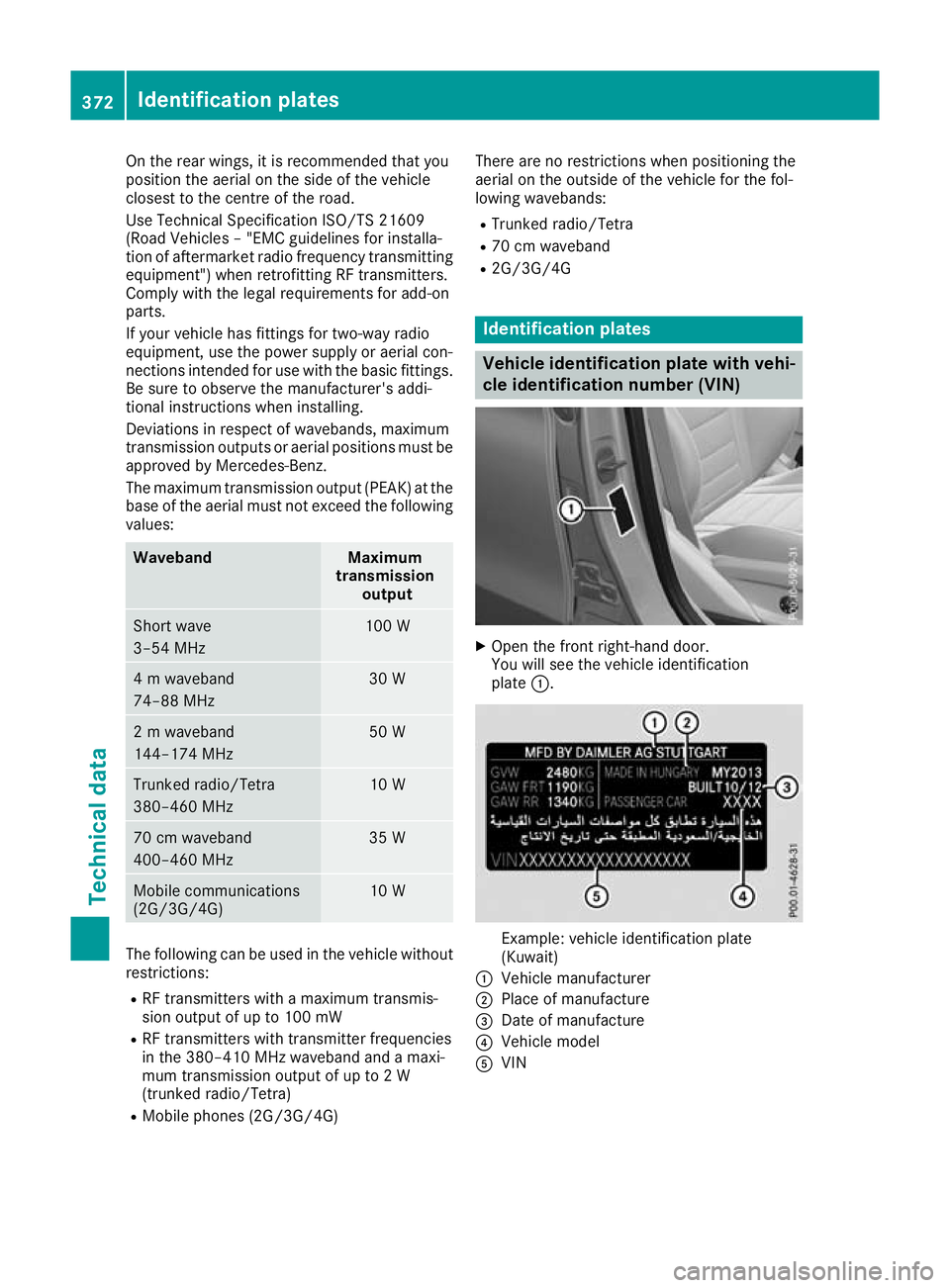 MERCEDES-BENZ GLC COUPE 2016 Owners Manual On the rear wings, it is recommended that you
position the aerial on the side of the vehicle
closest to the centre of the road.
Use Technical Specification ISO/TS 21609
(Road Vehicles – "EMC gui MERCEDES-BENZ GLC COUPE 2016 Owners Manual On the rear wings, it is recommended that you
position the aerial on the side of the vehicle
closest to the centre of the road.
Use Technical Specification ISO/TS 21609
(Road Vehicles – "EMC gui