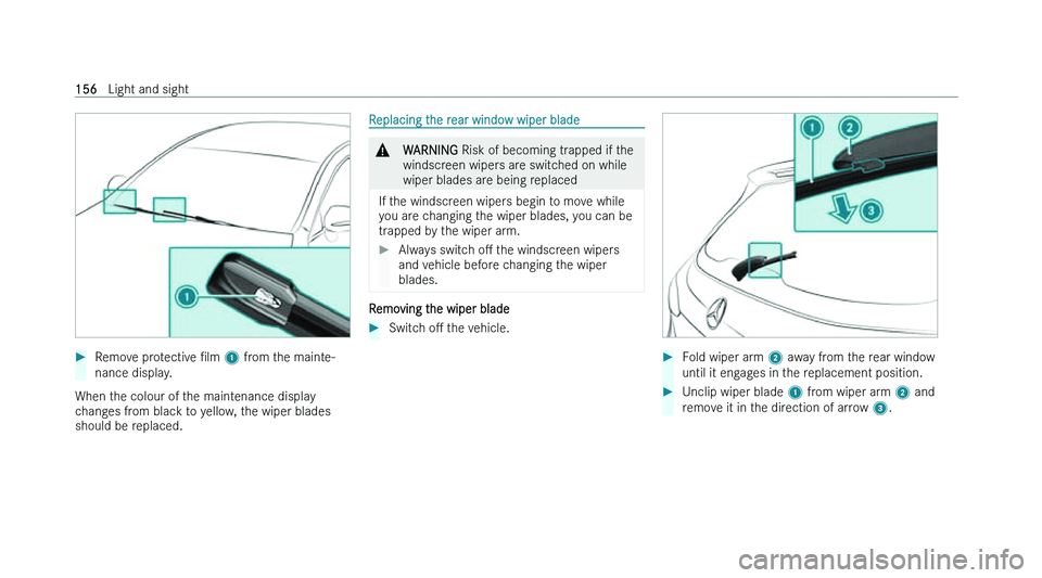 MERCEDES-BENZ GLC SUV 2022  Owners Manual �
�R�e�m�o�v�e� �p�r�o�t�e�c�t�i�v�e� N�l�m � �1� �f�r �o�m� �t�h�e� �m�a�i�n�t�e�-
�n�a�n�c�e� �d�i�s�p�l�a�y�.
�W�h�e�n� �t�h�e� �c�o�l�o�u�r� �o�f� �t�h�e� �m�a�i�n�t�e�n�a�n�c�e� �d�i�s�p�l�a�y
