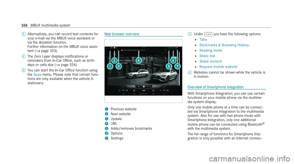 MERCEDES-BENZ GLC SUV 2022  Owners Manual �%
�A�l�t�e�r�n�a�t�i�v�e�l�y�,� �y�o�u� �c�a�n� �r�e�c�o�r�d� �t�e�x�t� �c�o�n�t�e�n�t�s� �f�o�r
�y �o�u�r� �e�-�m�a�i�l� �v�i�a� �t�h�e� �M�B�U�X� �v�o�i�c�e� �a�s�s�i�s�t�a�n�t� �o�r
�v�i�a� �t�h�e