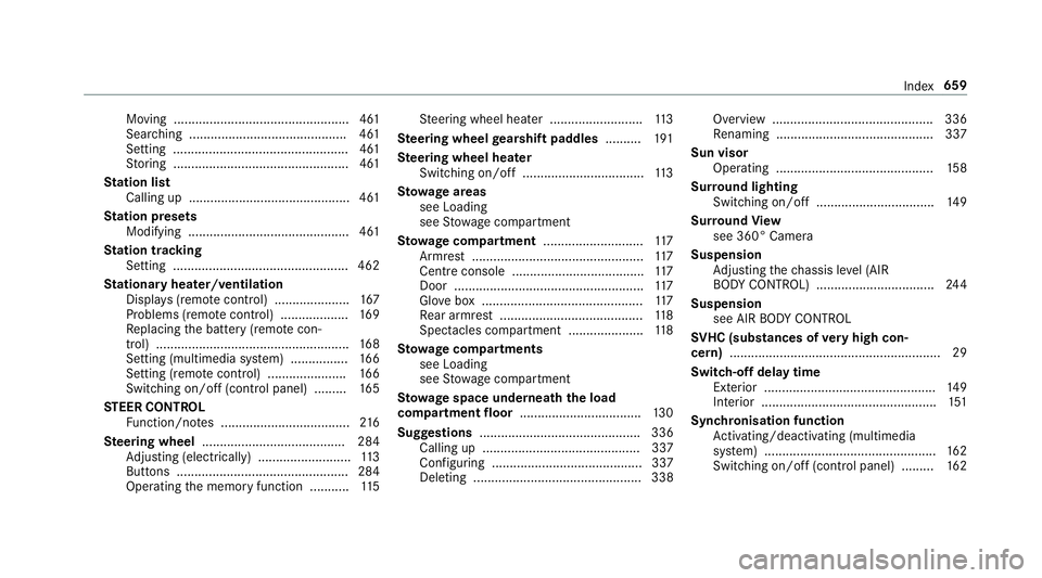 MERCEDES-BENZ GLC SUV 2019 Owners Manual Moving .................................................4
61
Sea rching ............................................ 461
Setting .................................................4 61
St oring ........ MERCEDES-BENZ GLC SUV 2019 Owners Manual Moving .................................................4
61
Sea rching ............................................ 461
Setting .................................................4 61
St oring ........