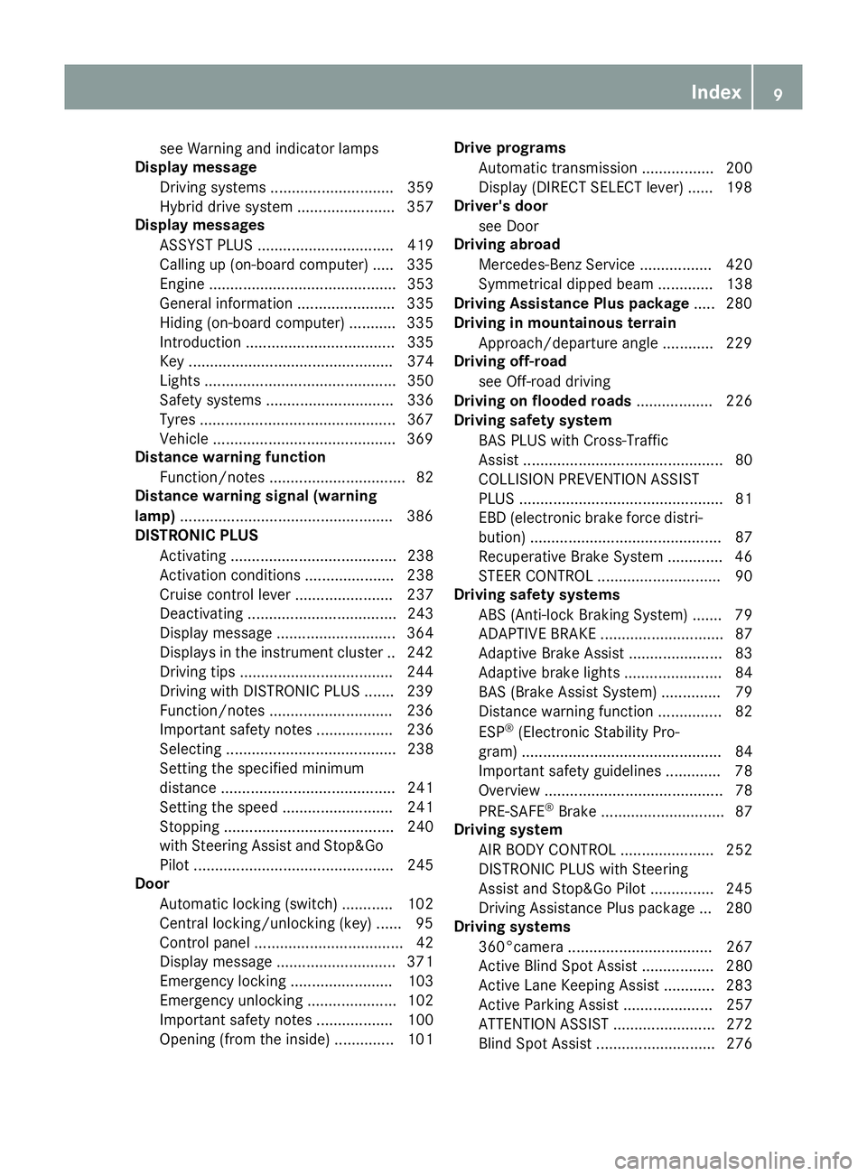 MERCEDES-BENZ GLC SUV 2015 User Guide see Warning and indicator lamps
Display message
Driving systems ............................. 359
Hybrid drive system ....................... 357
Display messages
ASSYST PLUS ......................... MERCEDES-BENZ GLC SUV 2015 User Guide see Warning and indicator lamps
Display message
Driving systems ............................. 359
Hybrid drive system ....................... 357
Display messages
ASSYST PLUS .........................