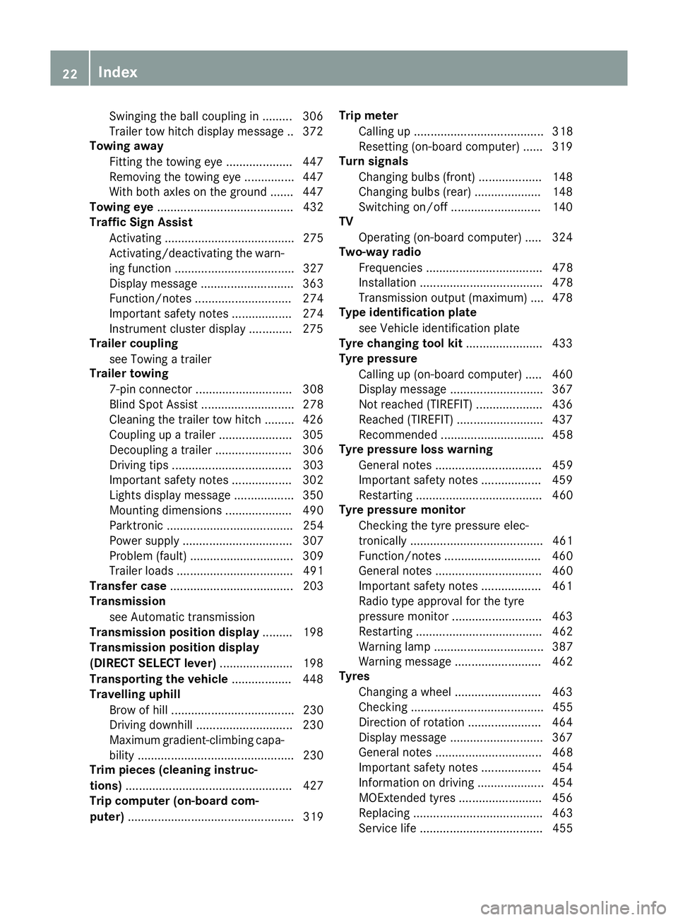 MERCEDES-BENZ GLC SUV 2015 Owners Manual Swinging the ball coupling in ......... 306
Trailer tow hitch display message .. 372
Towing away
Fitting the towing eye .................... 447
Removing the towing eye ............... 447
With both a MERCEDES-BENZ GLC SUV 2015 Owners Manual Swinging the ball coupling in ......... 306
Trailer tow hitch display message .. 372
Towing away
Fitting the towing eye .................... 447
Removing the towing eye ............... 447
With both a
