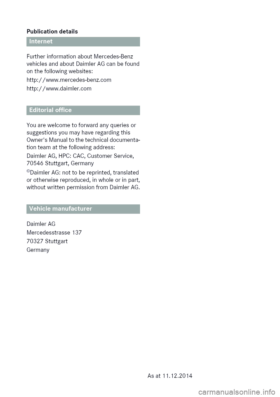 MERCEDES-BENZ GLC SUV 2015 Owners Manual MERCEDES-BENZ GLC SUV 2015 Owners Manual