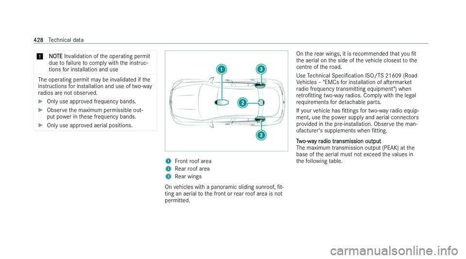 MERCEDES-BENZ GLE COUPE 2022  Owners Manual �*
�N�O�T�E � �I�n�v�a�l�i�d�a�t�i�o�n� �o�f� �t�h�e� �o�p�e�r�a�t�i�n�g� �p�e�r�m�i�t
�d�u�e� �t�o� �f�a�i�l�u�r�e� �t�o� �c�o�m�p�l�y� �w�i�t�h� �t�h�e� �i�n�s�t�r�u�c�-
�t�i�o�n�s� �f�o�r� �i�n�s�t