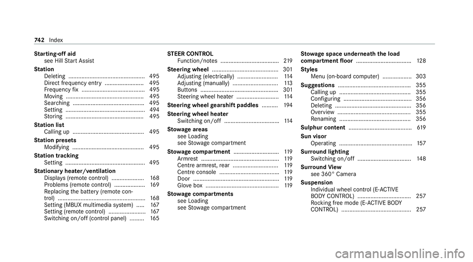 MERCEDES-BENZ GLE COUPE 2020 Owners Manual St
arting-o ffaid
see Hill Start Assist
St ation
Deleting ............................................... 495
Direct frequency entry ........................ 495
Fr equency fix ....................... MERCEDES-BENZ GLE COUPE 2020 Owners Manual St
arting-o ffaid
see Hill Start Assist
St ation
Deleting ............................................... 495
Direct frequency entry ........................ 495
Fr equency fix .......................