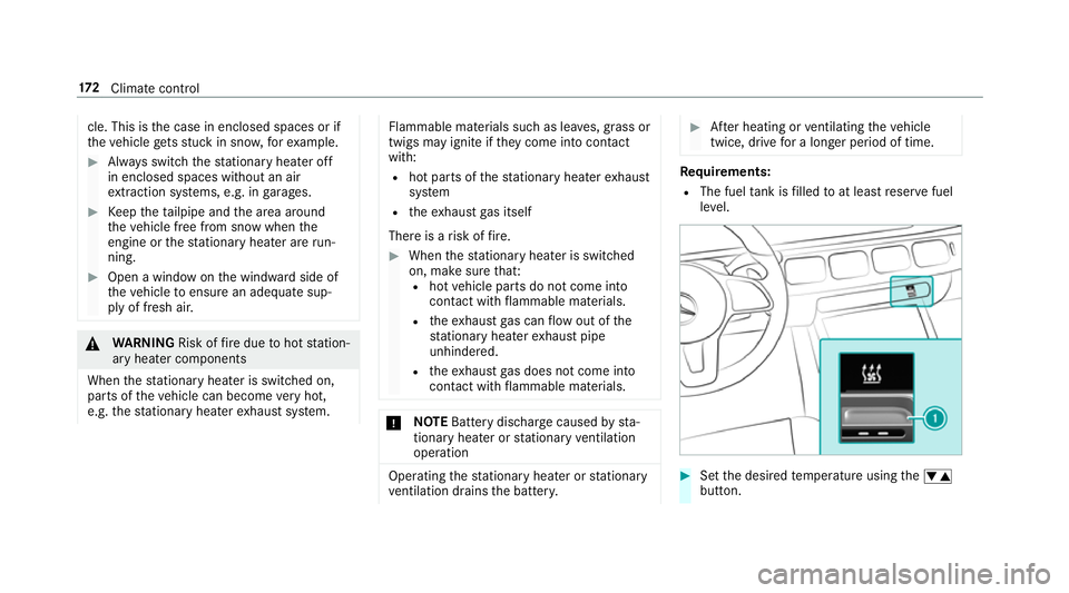 MERCEDES-BENZ GLE COUPE 2019 Owners Manual cle. This is
the case in enclosed spaces or if
th eve hicle getsst uck in sn ow,fo rex ample. #
Alw ays switch thest ationary heater off
in enclosed spaces without an air
ex traction sy stems, e.g. in MERCEDES-BENZ GLE COUPE 2019 Owners Manual cle. This is
the case in enclosed spaces or if
th eve hicle getsst uck in sn ow,fo rex ample. #
Alw ays switch thest ationary heater off
in enclosed spaces without an air
ex traction sy stems, e.g. in