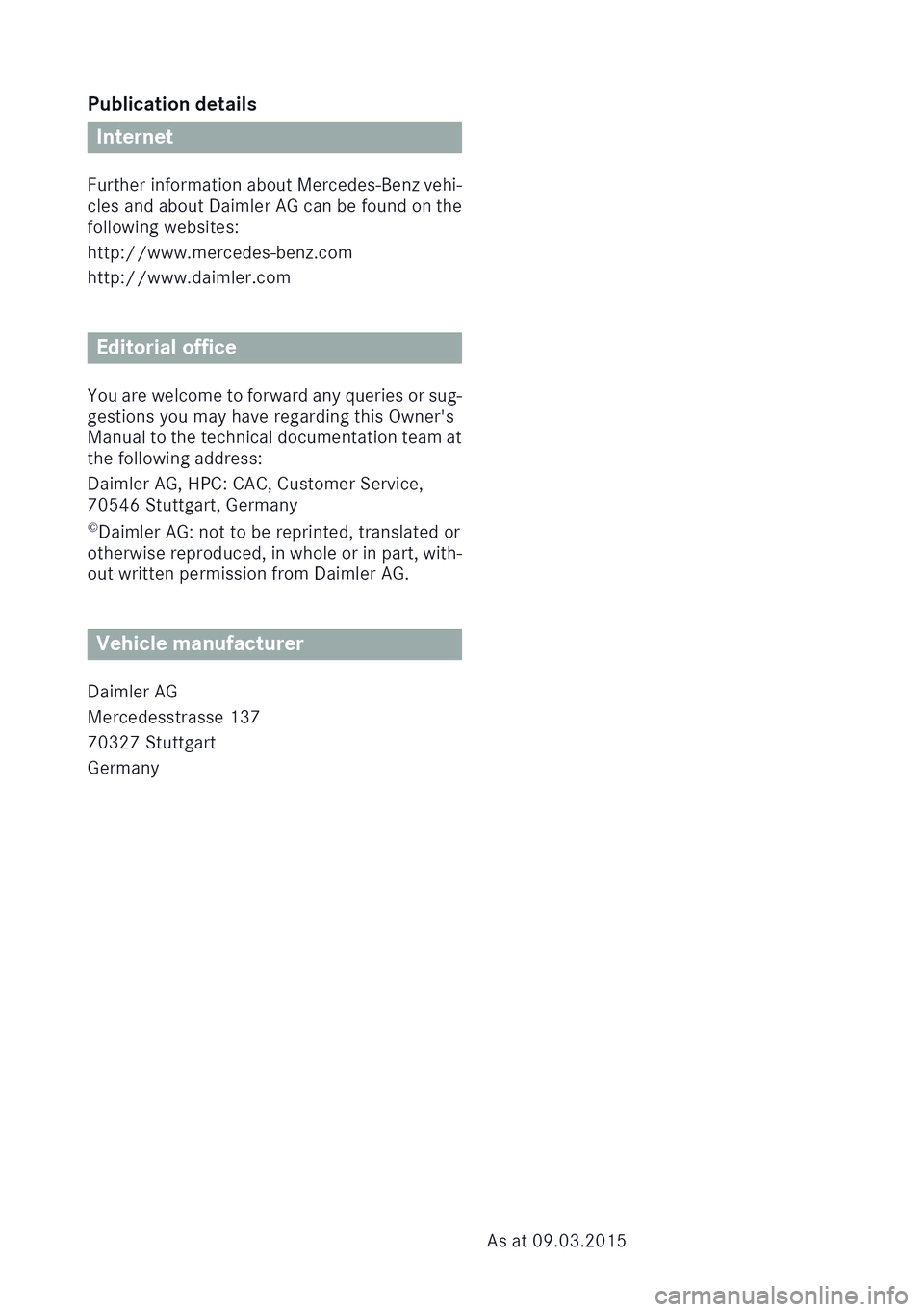MERCEDES-BENZ GLE COUPE 2015  Owners Manual 