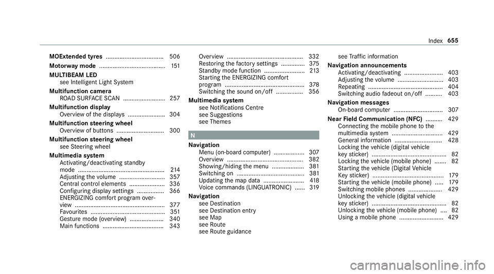 MERCEDES-BENZ GLE SUV 2019 Owners Manual MOExtended tyres
.................................. 506
Mo torw ay mode ....................................... 151
MULTIBEAM LED see Intelligent Light Sy stem
Multifunction camera ROAD SUR FACE SCAN MERCEDES-BENZ GLE SUV 2019 Owners Manual MOExtended tyres
.................................. 506
Mo torw ay mode ....................................... 151
MULTIBEAM LED see Intelligent Light Sy stem
Multifunction camera ROAD SUR FACE SCAN