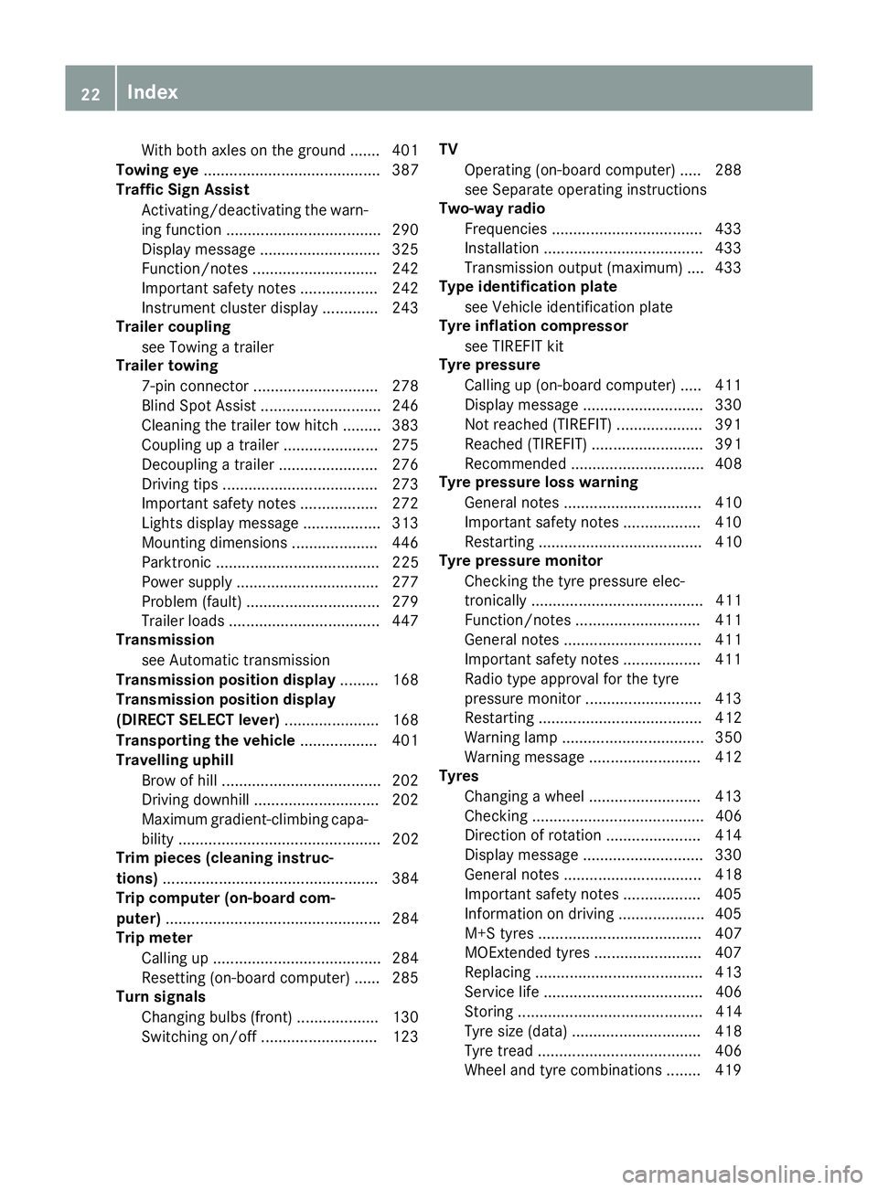 MERCEDES-BENZ GLE SUV 2015 Owners Manual With both axles on the ground .......4
01
Towing eye ......................................... 387
Traffic Sign Assist
Activating/deactivating the warn-ing function ................................... MERCEDES-BENZ GLE SUV 2015 Owners Manual With both axles on the ground .......4
01
Towing eye ......................................... 387
Traffic Sign Assist
Activating/deactivating the warn-ing function ...................................