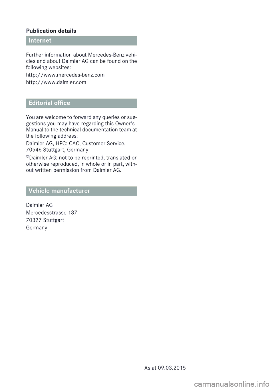 MERCEDES-BENZ GLE SUV 2015 Owners Manual MERCEDES-BENZ GLE SUV 2015 Owners Manual