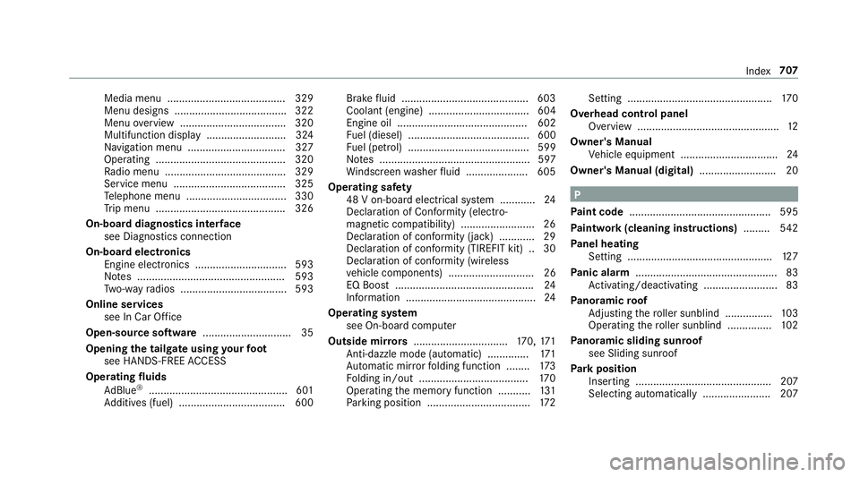 MERCEDES-BENZ GLS SUV 2019  Owners Manual Media menu ........................................3
29
Menu designs ...................................... 322
Menu overview .................................... 320
Multifunction display ...........