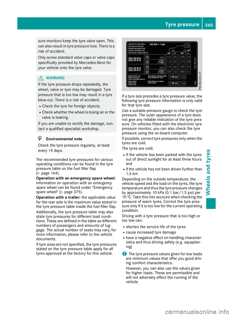 MERCEDES-BENZ GLS SUV 2016  Owners Manual sure monitors keep the tyre valve open. This
can also result in tyre pressure loss. There is a risk of accident.
Only screw standard valve caps or valve caps
specifically provided by Mercedes-Benz for